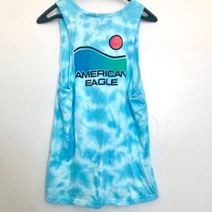 American Eagle Turquoise Blue Tie Dye Tank